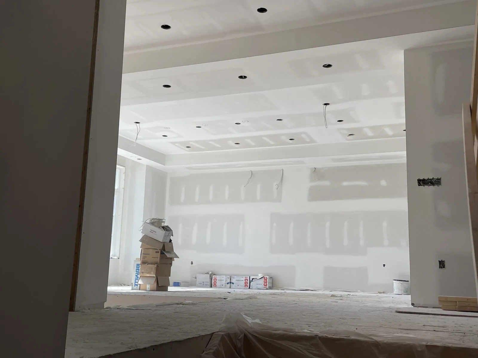 Coffered ceiling taping stage