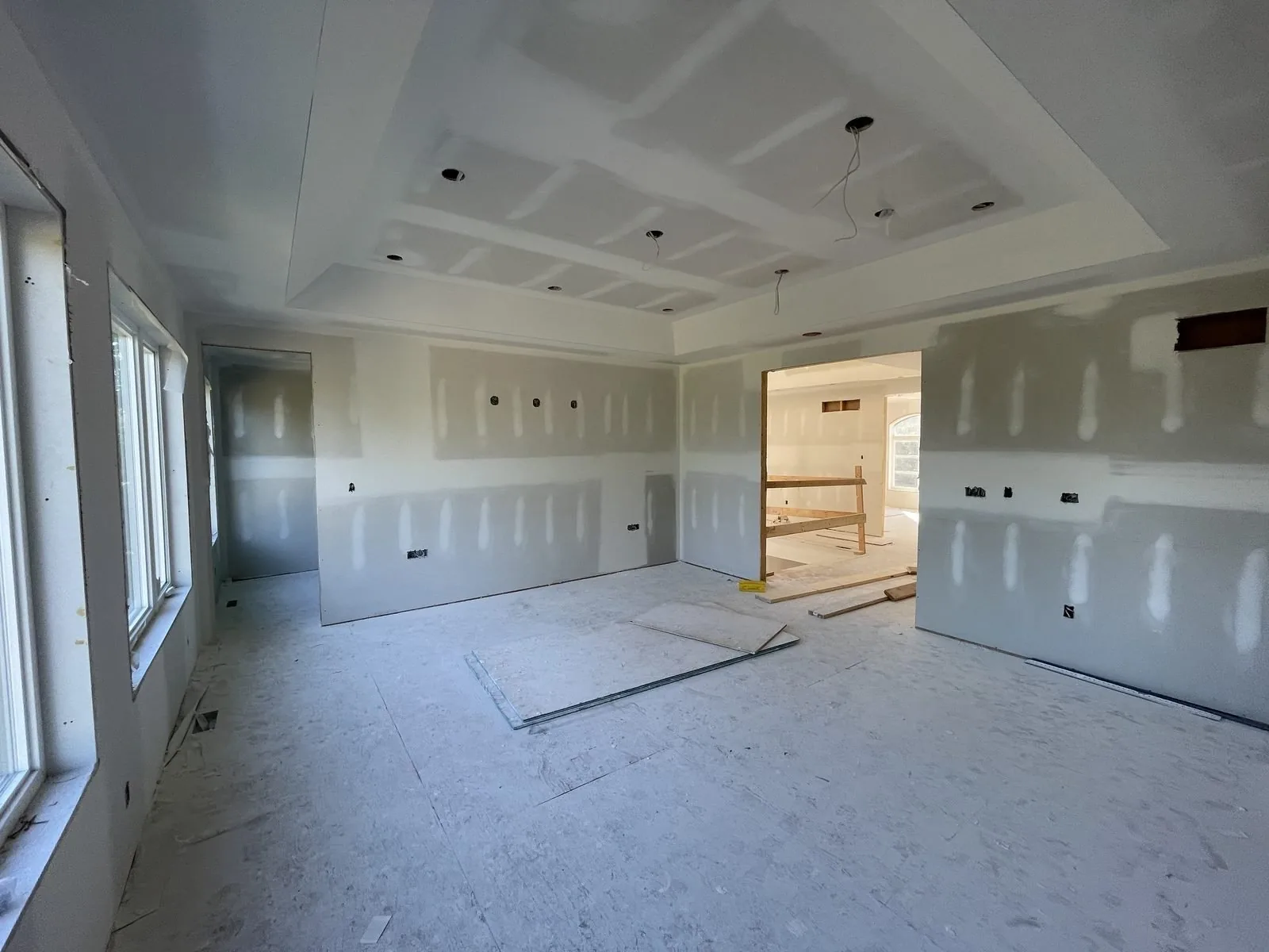 Primary bedroom coffered ceiling